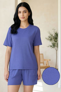 Zivame 2 Mile Fashion Knit Poly Short Set - Iris Bloom — thumbnail 2